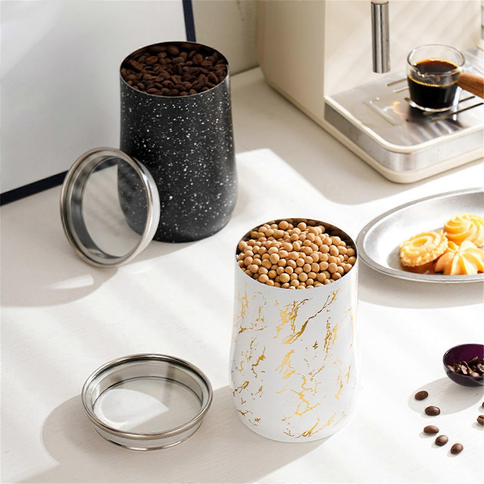 Metal Jar 800 Ml With Plastic Spoon Airtight Storage Container For Kitchen - Image 2