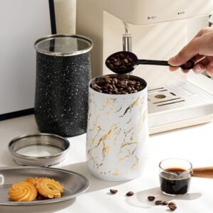 Metal Jar 800 Ml With Plastic Spoon Airtight Storage Container For Kitchen