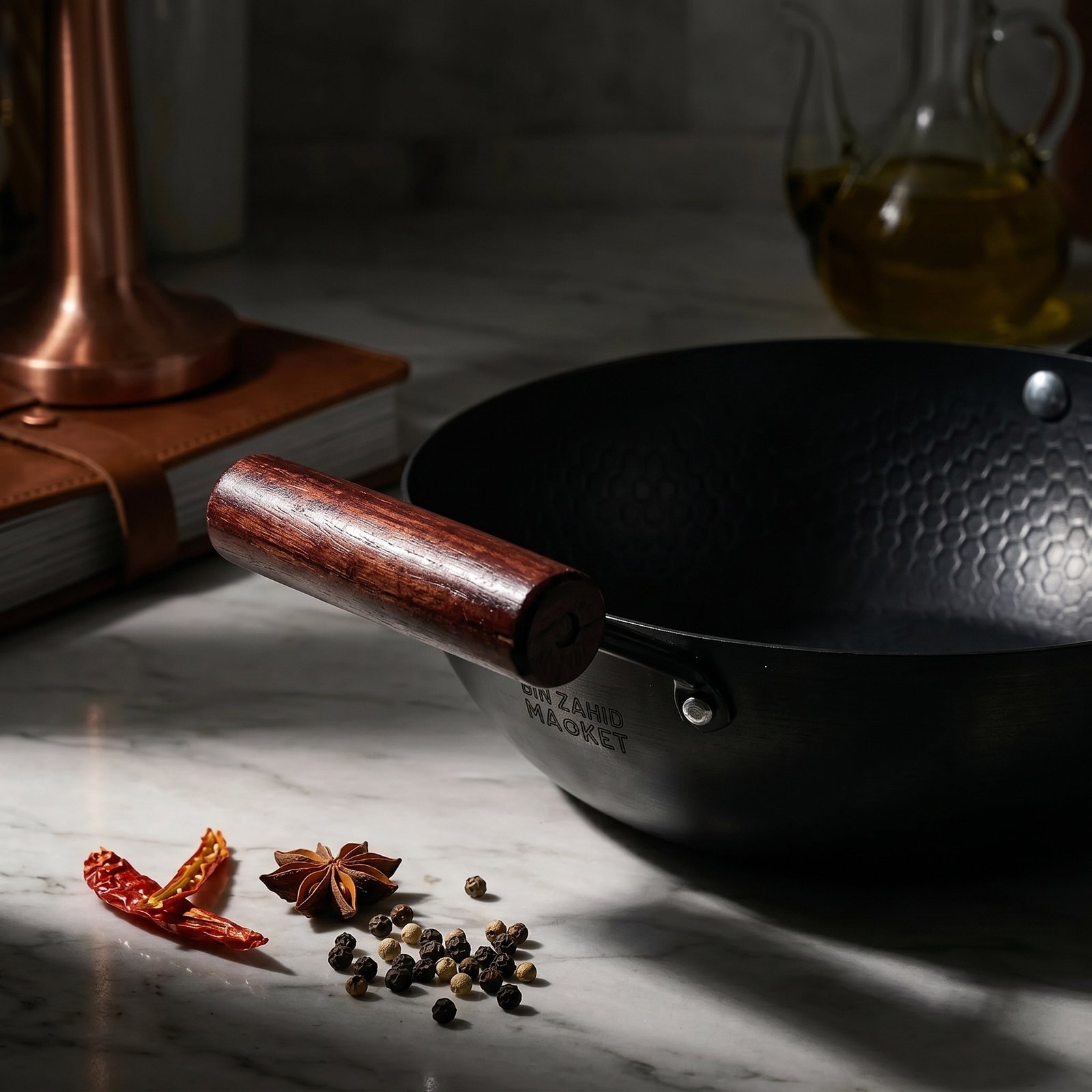 Large Aluminum Wok Old Two-ears Aluminum Bottom Morie Pattern 18L Non-stick Commercial Cooking Gas Induction Ready - Image 2