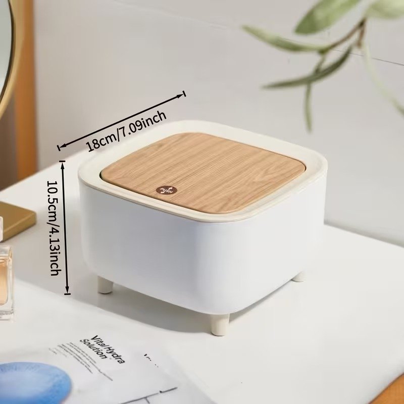 Mini Desktop Trash Can with Press Top Lid - Image 4