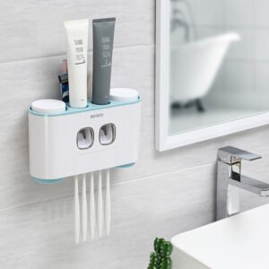 Wall-Mounted Automatic Toothpaste Dispenser and Toothbrush Holder