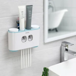 Wall-Mounted Automatic Toothpaste Dispenser and Toothbrush Holder