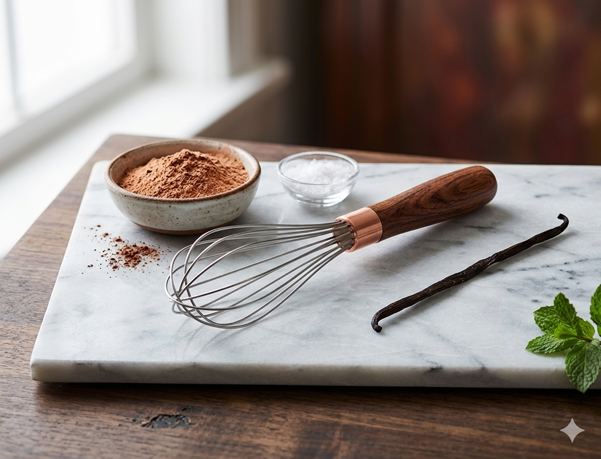 Premium Wooden Handle Stainless Steel Kitchen Baking Whisk
