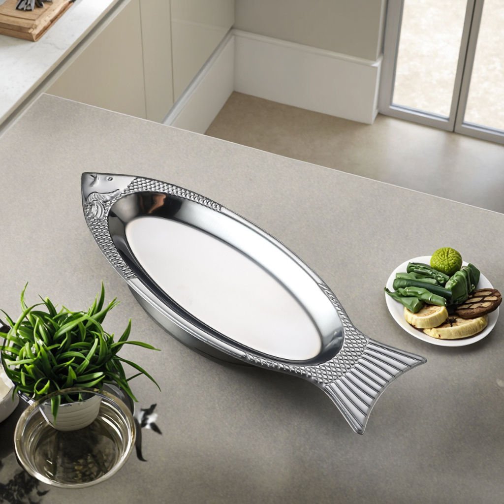 Stainless Steel Fish Shaped Food Serving Platter - Image 3