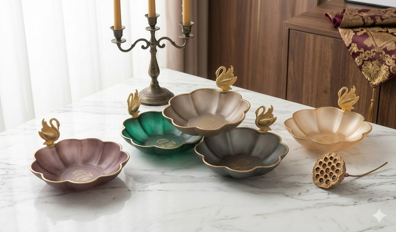 Elegant Glass Swan Handle Decorative Fruit Candy Bowl