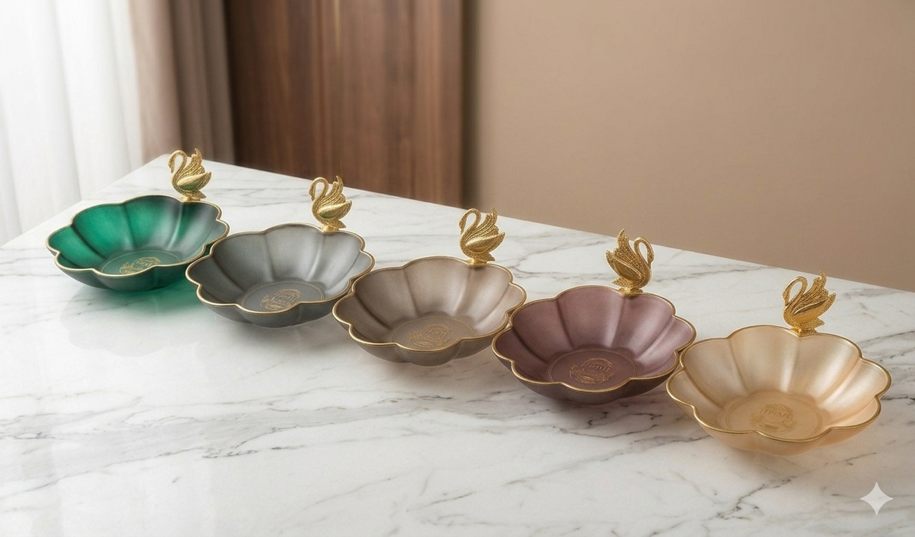 Elegant Glass Swan Handle Decorative Fruit Candy Bowl - Image 2