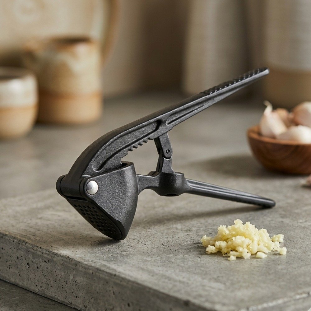 Premium Heavy Duty Cast Aluminum Garlic Press Crusher