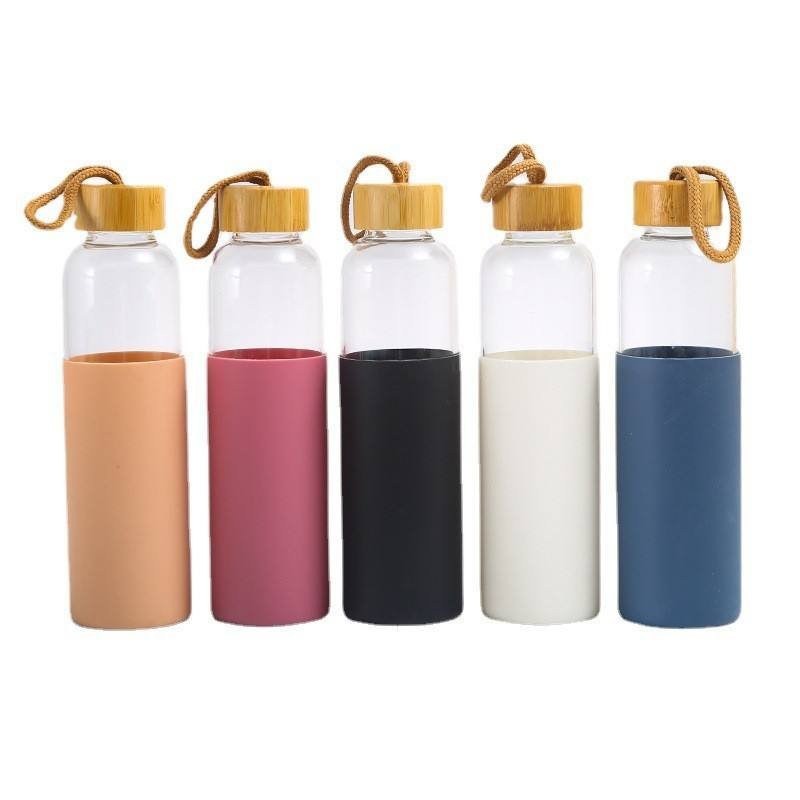 Glass Water Bottle With Silicone Protective Sleeve - Image 2