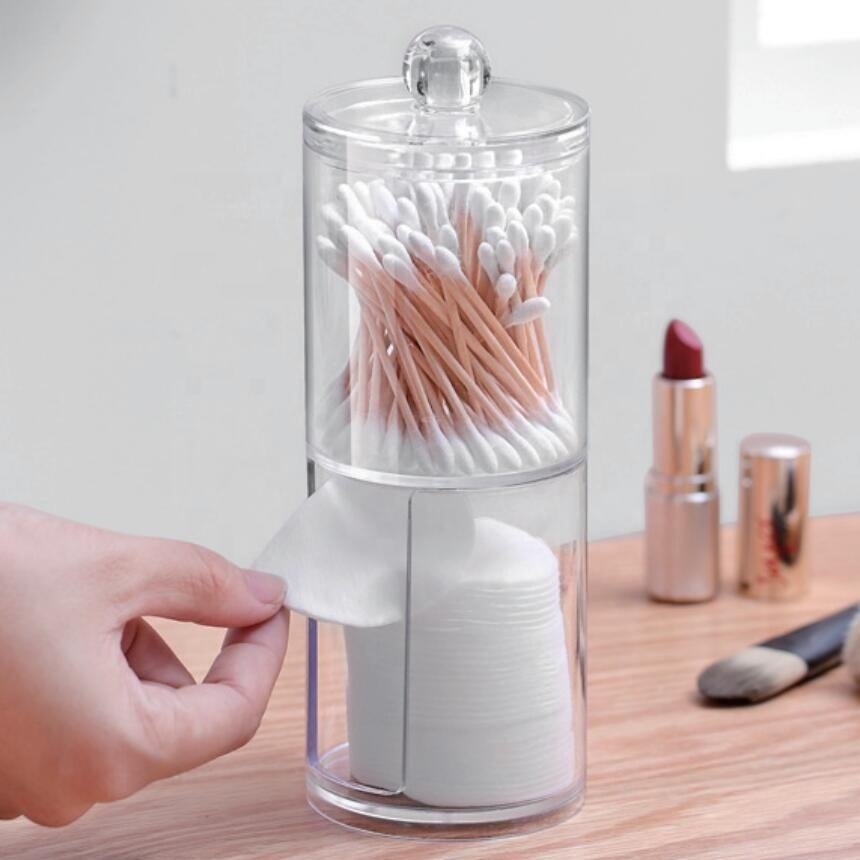 Double Layer Dustproof Acrylic Storage Box Holder Organizer for Bathroom Cotton Ball Pads Swabs Stick Cosmetic Makeup Pads Earbuds Stubs Toothpicks - Image 4