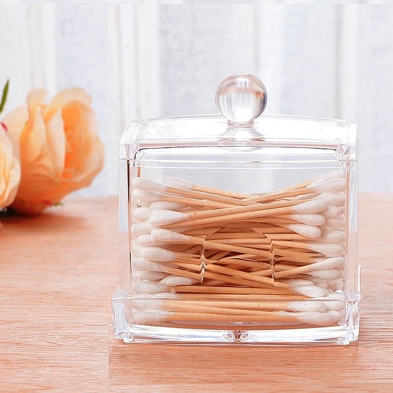 Acrylic Cotton Buds Holder, Transparent Cosmetic Cotton Pad Container Jewelry Storage Box - Image 4