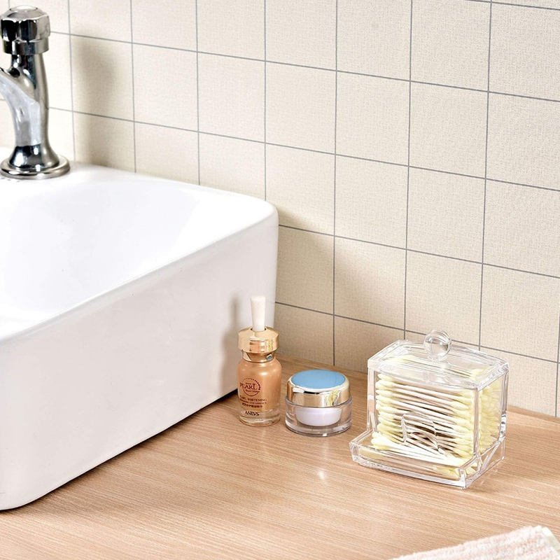 Acrylic Cotton Buds Holder, Transparent Cosmetic Cotton Pad Container Jewelry Storage Box - Image 3