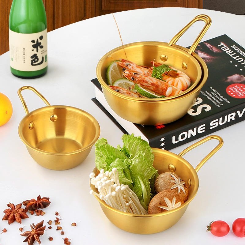 Golden Stainless Steel Bowl With Handle - Image 4