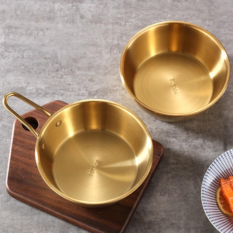 Golden Stainless Steel Bowl With Handle