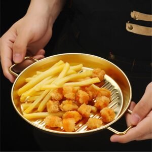 Golden Steak Style Platter Round Rustproof Dinner Plate - 23