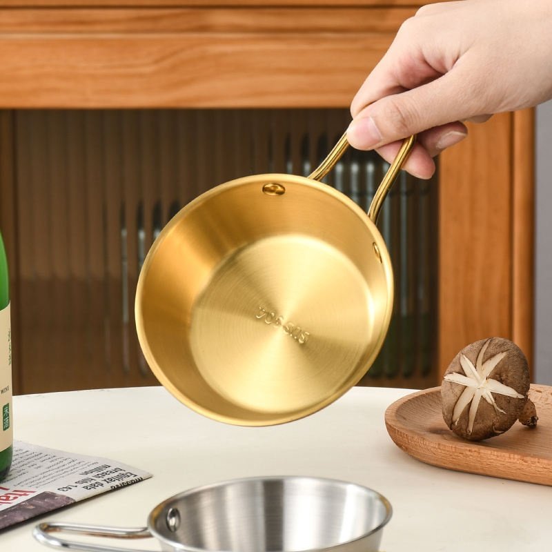 Golden Stainless Steel Bowl With Handle - Image 2
