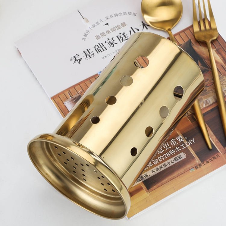 Stainless Steel Golden Chopsticks Cutlery Holder - Image 2