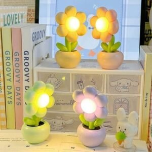 Mini LED Flower Night Light Cute Small Table Lamp