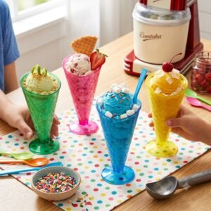 Colorful Plastic Ice Cream Cone Dessert Cups