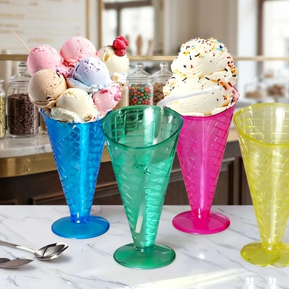 Colorful Plastic Ice Cream Cone Dessert Cups - Image 2