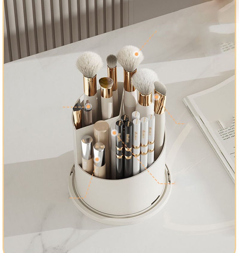 Luxury Rotating Acrylic Makeup Brush Organizer Box - Image 2