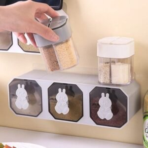 Wall Mounted Rabbit Design Spice Organizer Box