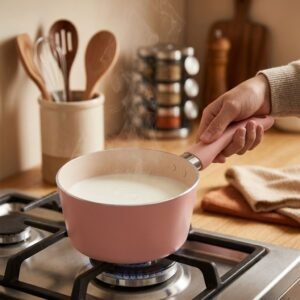 Premium Nonstick Ceramic Pink Saucepan With Ergonomic Handle