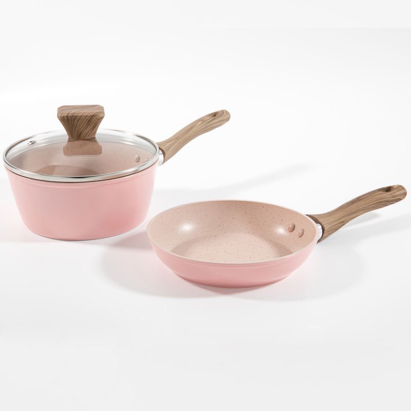 Premium Nonstick Ceramic Pink Saucepan With Ergonomic Handle - Image 2