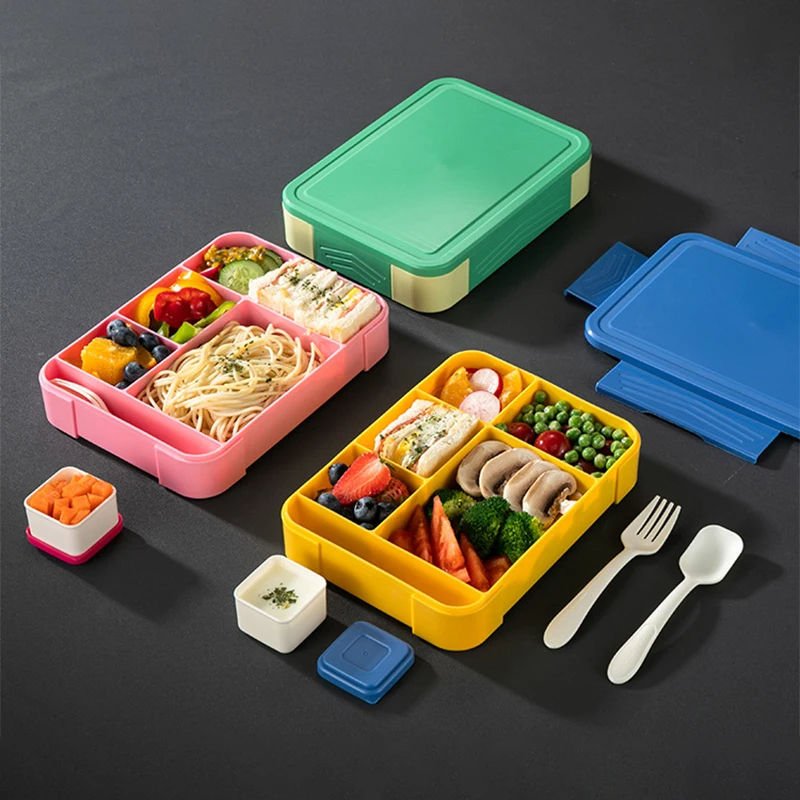 Multi-Compartment Leakproof Plastic Bento Lunch Box Set - Image 4