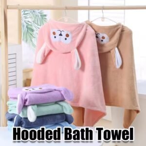 Cute Cartoon Hooded Fleece Kids Bath Towel