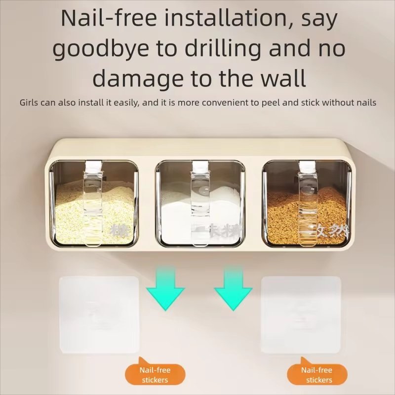 3 Partition Wall Mounted Premium Quality Spice Box - Image 3