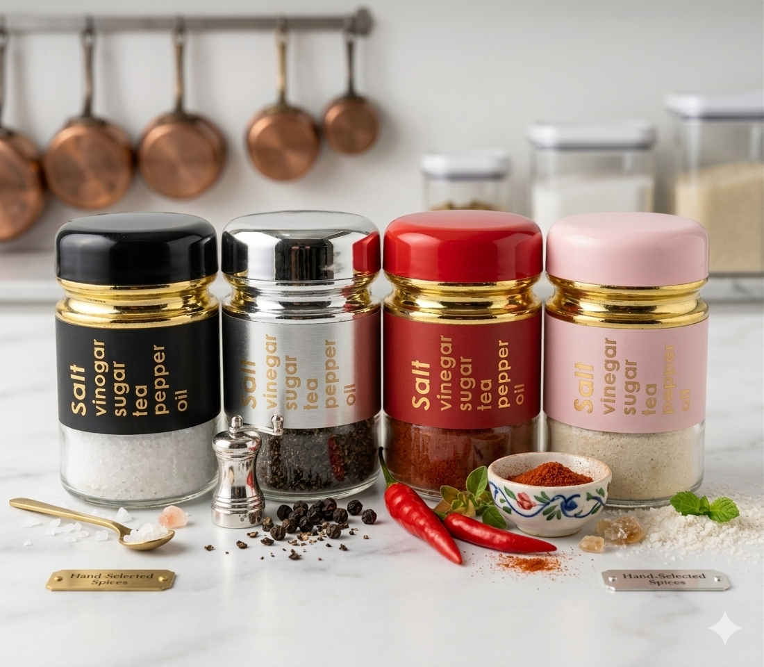 1PCS Mini Glass Spice Jar Set with Airtight Lids – Salt, Pepper & Seasoning Storage Bottles