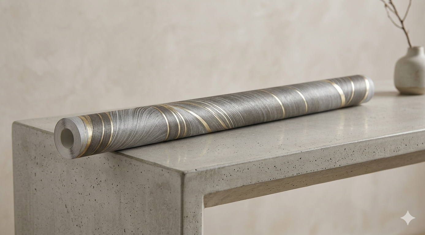 Luxury Metallic Gold and Gray Marble Textured Wallpaper - Image 4
