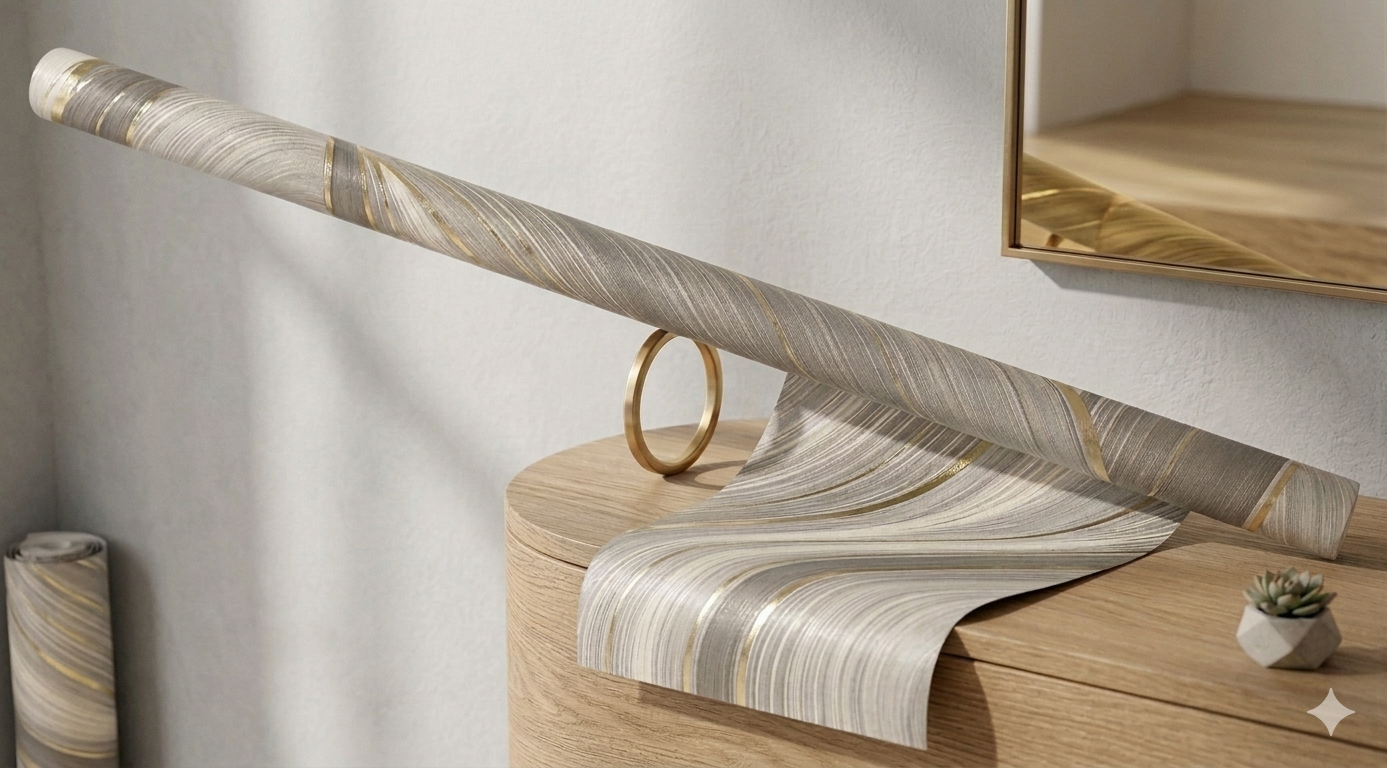 Luxury Metallic Gold and Gray Marble Textured Wallpaper