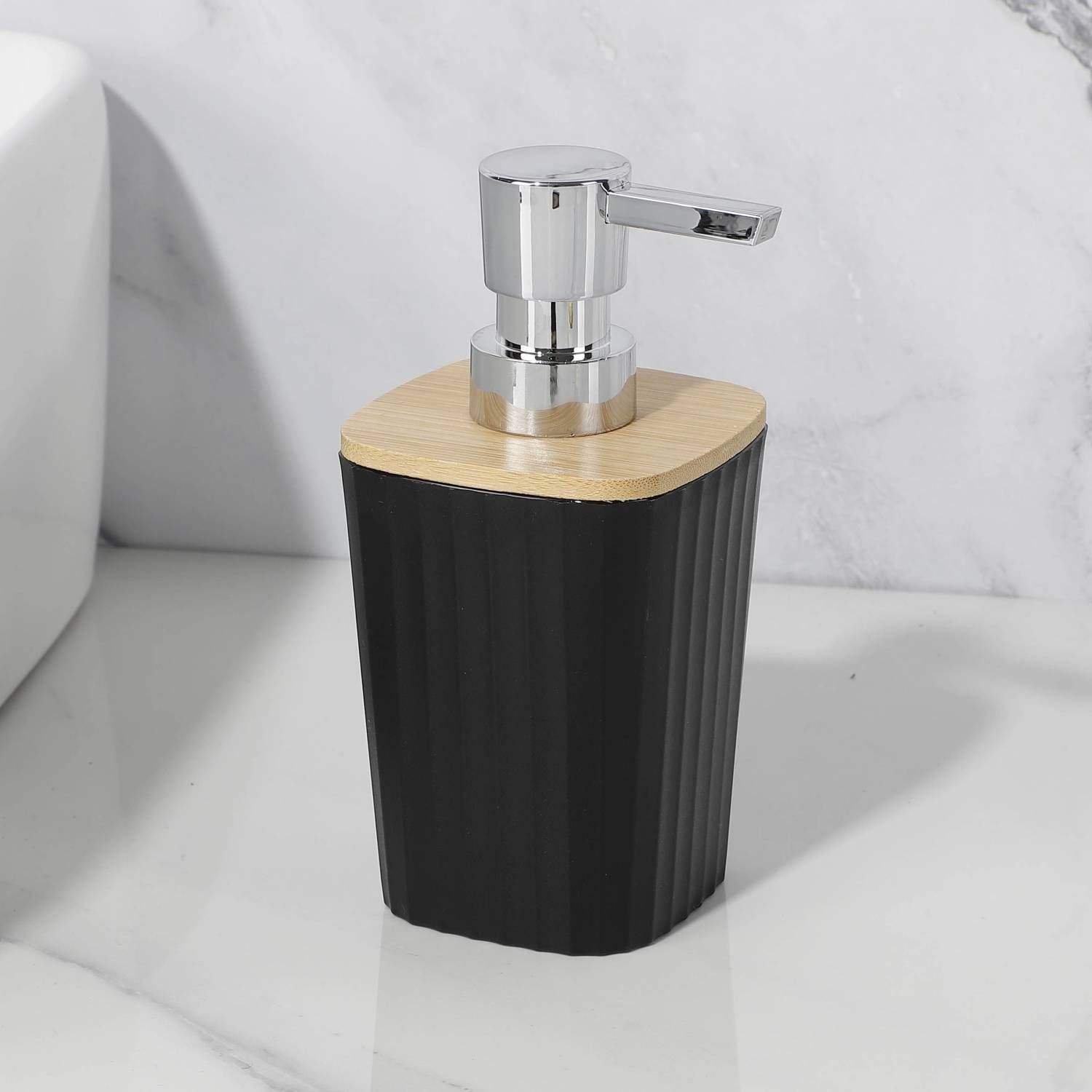 3 PCS Matte Black Bathroom Soap Dispenser Tumbler Set - Image 2