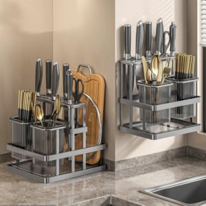 Multifunctional Kitchen Knife Holder And Utensil Organizer Rack