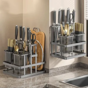 Multifunctional Kitchen Knife Holder And Utensil Organizer Rack