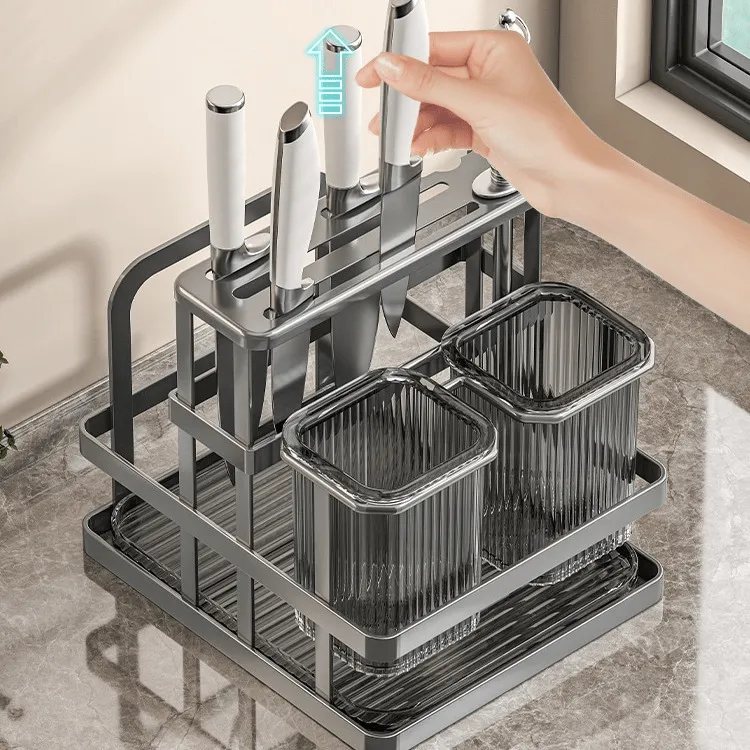 Multifunctional Kitchen Knife Holder And Utensil Organizer Rack - Image 2