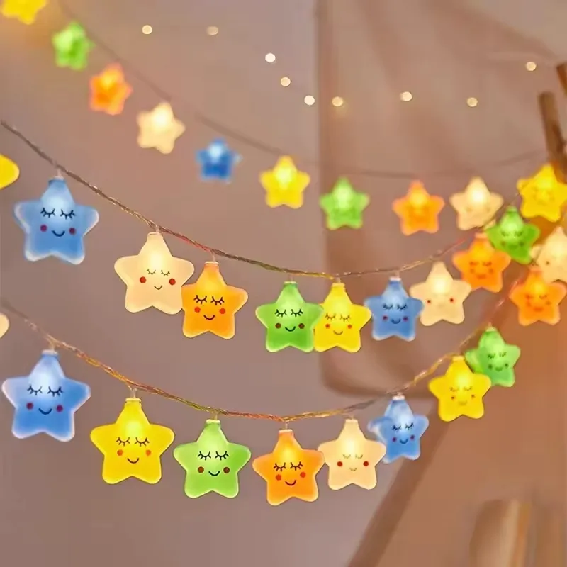 1.3 Meter Cute Smiling Star LED String Lights - Image 2