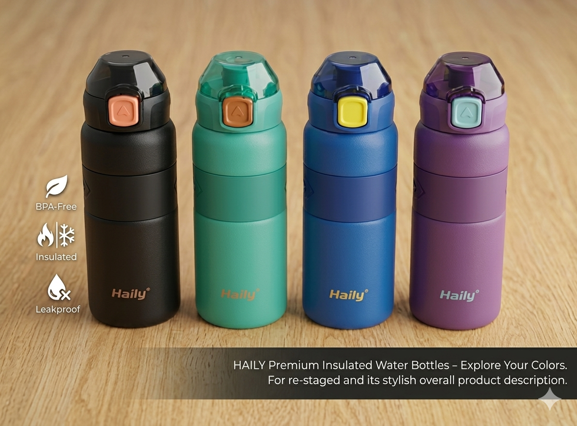 Haily Matte Finish Leakproof Sports Water Bottles - Image 3