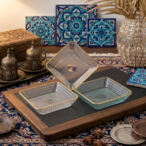 Elegant Textured Glass Snack Bowls with Golden Edge