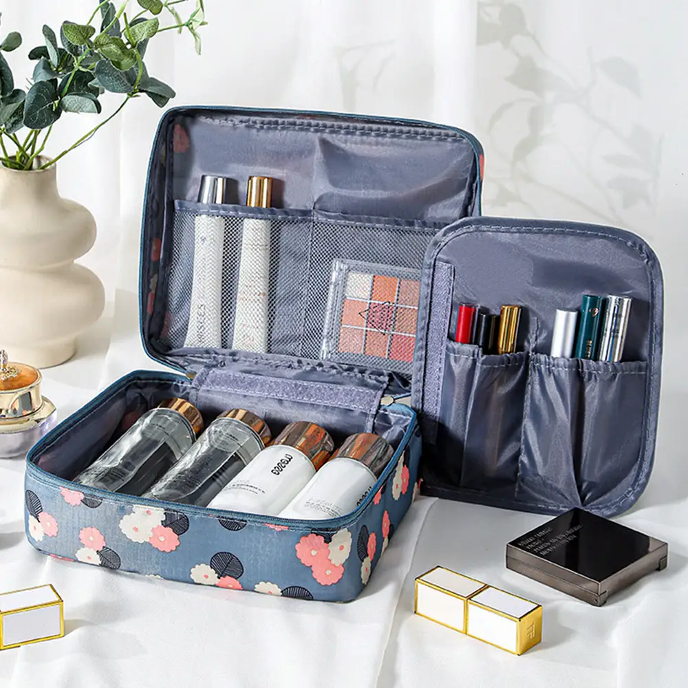 Large Capacity Floral Travel Makeup Organizer Bag - Image 3