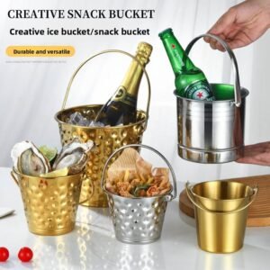 Premium Hammered Stainless Steel Ice and Snack Bucket
