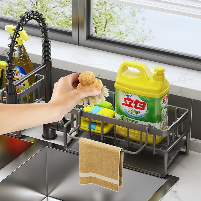 Premium Stainless Steel Kitchen Sink Sponge Holder Organizer