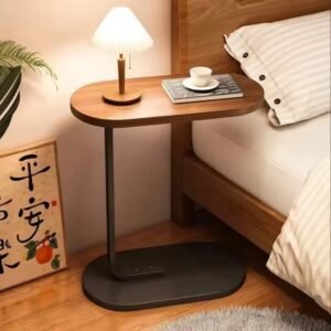 Modern Wooden C Shaped Sofa Side Table