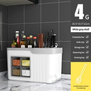 Multifunctional Kitchen Countertop Spice Rack and Knife Organizer