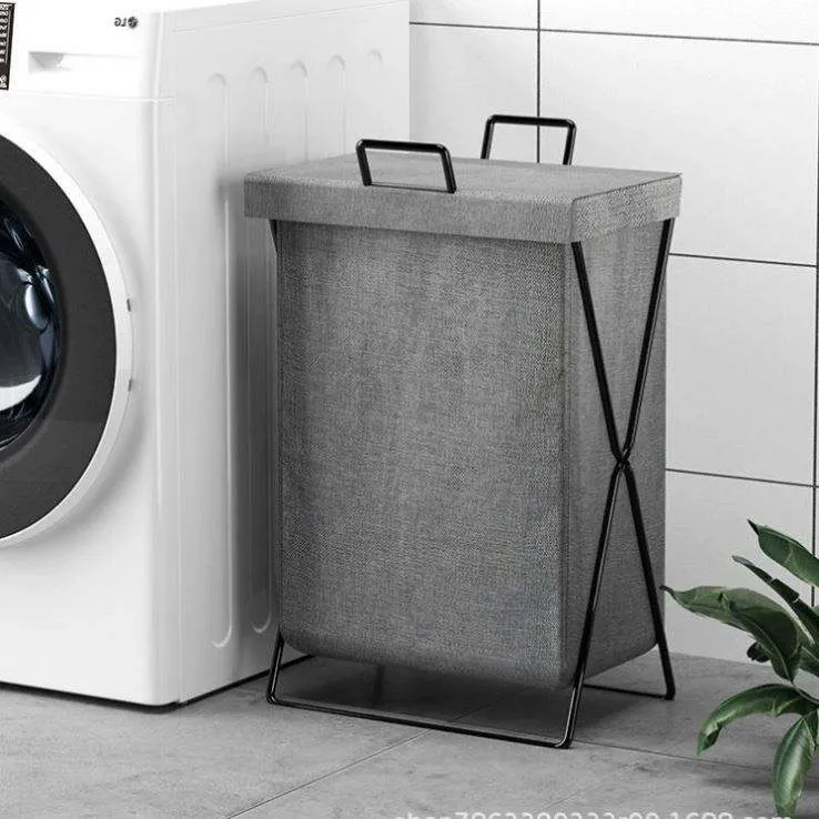 Modern Foldable Fabric Laundry Hamper With Metal Frame - Image 3