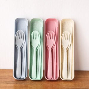 Portable Spoon & Fork Travel Set with Case – Eco-Friendly Cutlery Kit