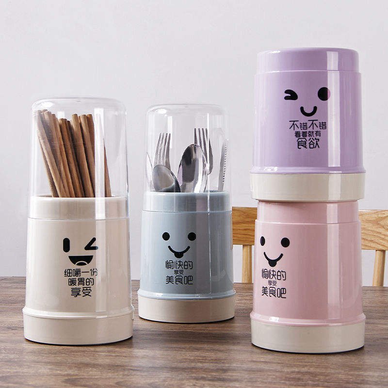 Cute Portable Cutlery Holder Storage Box With Lid - Image 2