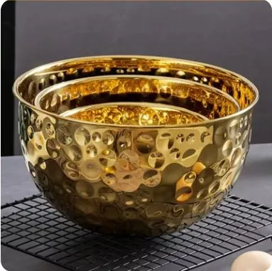 Hammered Gold Silver 12cm To 20 cm Stainless Steel Bowls set Mixing Bowls Salad Bowl - Image 7