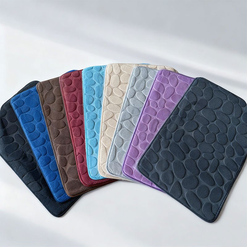 Non-Slip Memory Foam Cobblestone Embossed Bath Mat - Image 2